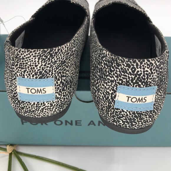 Toms Off White Black Mini Leopard Animal Print Slip On Canvas Alpargata Shoes - Picture 5 of 7